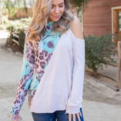 Boutique Simplified Naturally Divided Long Sleeve Top Tops