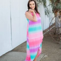Boutique Simplified Summer Sunset Tulip Maxi Dress Dresses