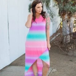 Boutique Simplified Summer Sunset Tulip Maxi Dress Dresses