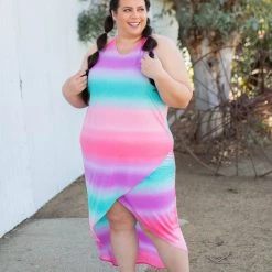 Boutique Simplified Summer Sunset Tulip Maxi Dress Dresses