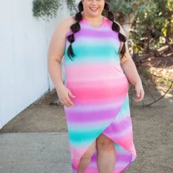 Boutique Simplified Summer Sunset Tulip Maxi Dress Dresses