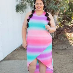 Boutique Simplified Summer Sunset Tulip Maxi Dress Dresses