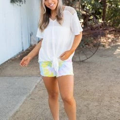 Boutique Simplified Spirited Front Tie Top In White Tops 19 Boutique Simplified Spirited Front Tie Top In White Tops