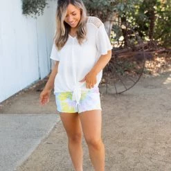 Boutique Simplified Spirited Front Tie Top In White Tops 20 Boutique Simplified Spirited Front Tie Top In White Tops