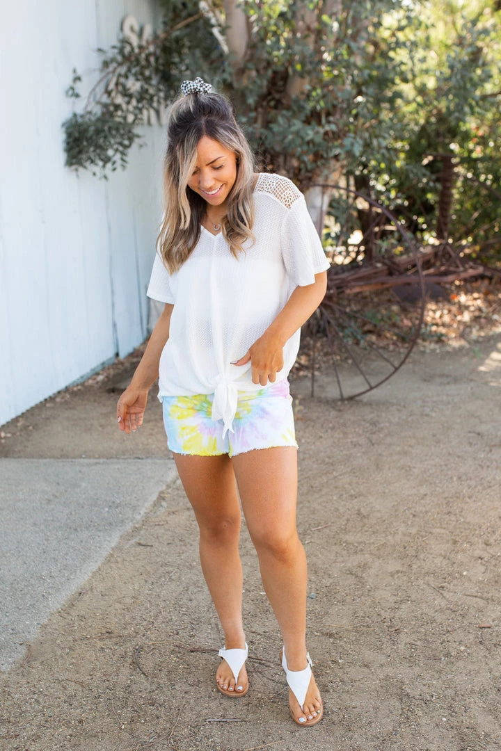 Boutique Simplified Spirited Front Tie Top In White Tops 8 Boutique Simplified Spirited Front Tie Top In White Tops