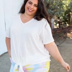 Boutique Simplified Spirited Front Tie Top In White Tops 21 Boutique Simplified Spirited Front Tie Top In White Tops