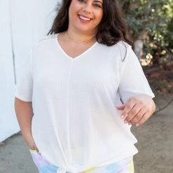 Boutique Simplified Spirited Front Tie Top In White Tops 22 Boutique Simplified Spirited Front Tie Top In White Tops