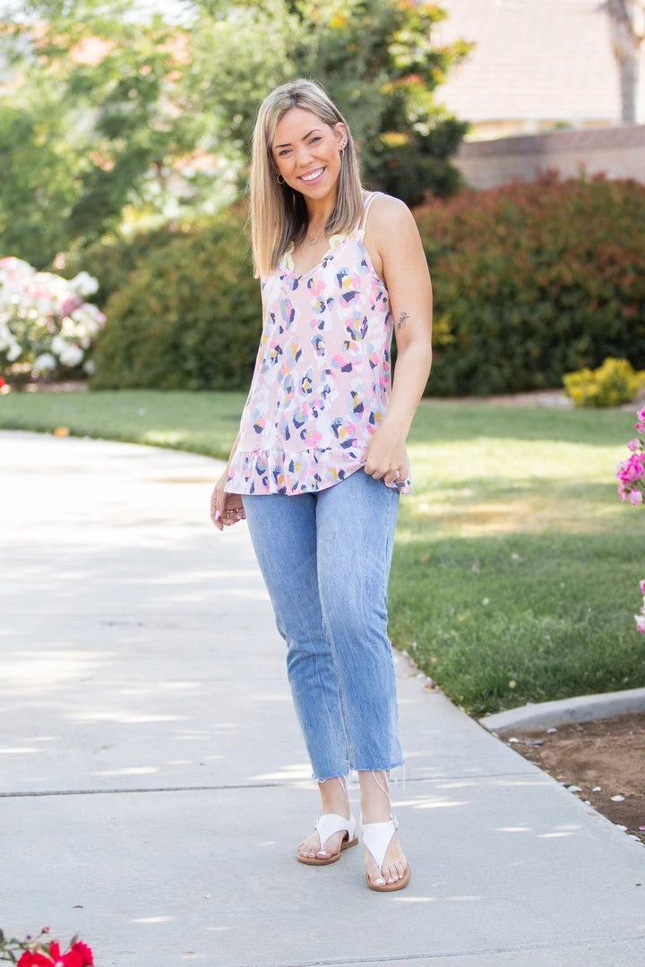 Boutique Simplified Spots Of Neon Ruffled Tank Tops 5 Boutique Simplified Spots Of Neon Ruffled Tank Tops