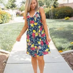 Boutique Simplified Raspberry Lemonade Summer Dress Dresses