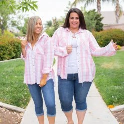 Boutique Simplified Country Fair Plaid Button Down Tops