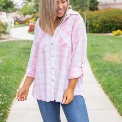 Boutique Simplified Country Fair Plaid Button Down Tops