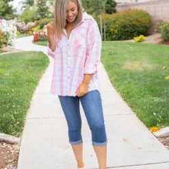 Boutique Simplified Country Fair Plaid Button Down Tops