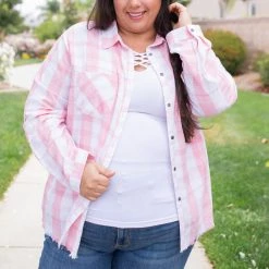 Boutique Simplified Country Fair Plaid Button Down Tops