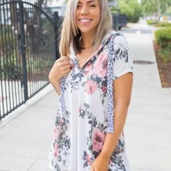 Boutique Simplified Tops Blissful Designs Short Sleeve Hoodie