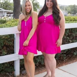 Boutique Simplified Dresses Krista Tunic Dress In Fuchsia