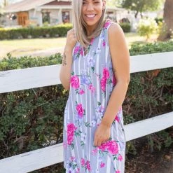 Boutique Simplified Dresses Floral Path Tunic Dress