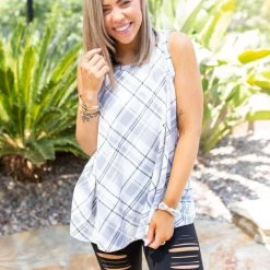 Boutique Simplified Plaid To Meet You Tank