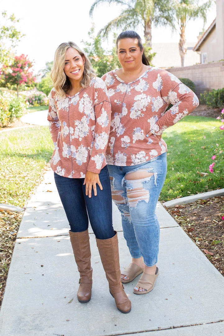 Boutique Simplified Tops Rustic Floral Long Sleeve Top 2 Boutique Simplified Tops Rustic Floral Long Sleeve Top