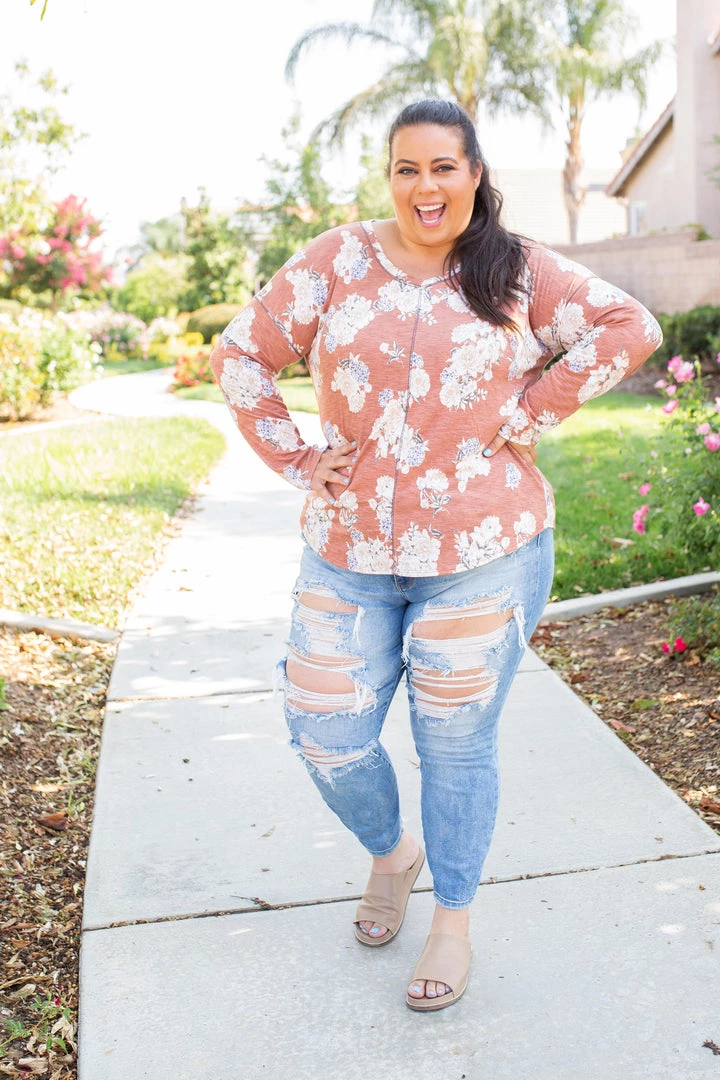 Boutique Simplified Tops Rustic Floral Long Sleeve Top 10 Boutique Simplified Tops Rustic Floral Long Sleeve Top