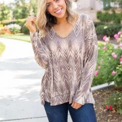Boutique Simplified Chocolate Delight Long Sleeve Top Tops
