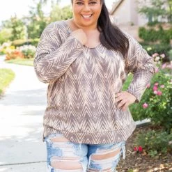 Boutique Simplified Chocolate Delight Long Sleeve Top Tops