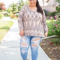 Boutique Simplified Chocolate Delight Long Sleeve Top Tops