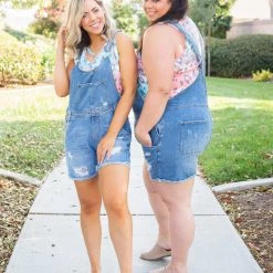 Boutique Simplified Perfect Distressed Overalls Bottoms