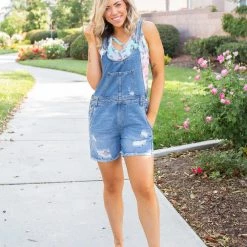 Boutique Simplified Perfect Distressed Overalls Bottoms