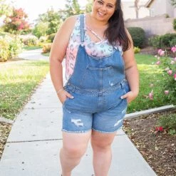 Boutique Simplified Perfect Distressed Overalls Bottoms
