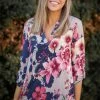 Boutique Simplified Blossoming Soul 3/4 Sleeve Top Tops