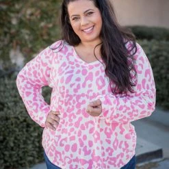 Boutique Simplified Tops Pretty In Pink Waffle Knit Top
