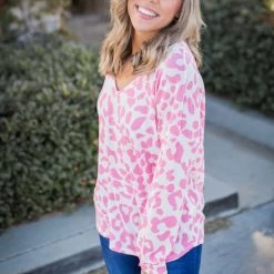 Boutique Simplified Tops Pretty In Pink Waffle Knit Top