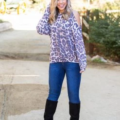 Boutique Simplified Roaring Around Cold Shoulder Pullover
