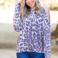 Boutique Simplified Roaring Around Cold Shoulder Pullover