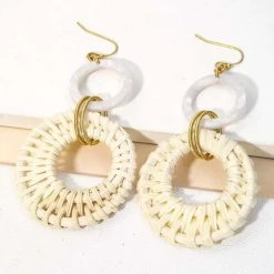 Boutique Simplified Jewelry Basket Weaved Drop Earrings