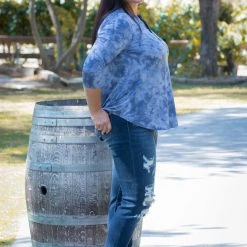 Boutique Simplified Stormy Skies 3/4 Sleeve Gabby Tops