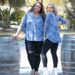 Boutique Simplified Stormy Skies 3/4 Sleeve Gabby Tops