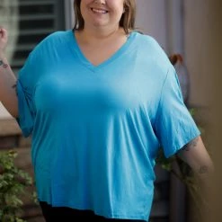 Boutique Simplified Tops Little Dreamer In Turquoise