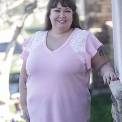 Boutique Simplified Tops Vision Of Love Blush Flutter Sleeve - In Stock 9 Boutique Simplified Tops Vision Of Love Blush Flutter Sleeve - In Stock