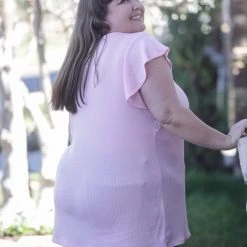 Boutique Simplified Tops Vision Of Love Blush Flutter Sleeve - In Stock 12 Boutique Simplified Tops Vision Of Love Blush Flutter Sleeve - In Stock