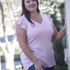 Boutique Simplified Tops Vision Of Love Blush Flutter Sleeve - In Stock 13 Boutique Simplified Tops Vision Of Love Blush Flutter Sleeve - In Stock