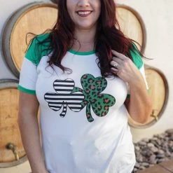 Boutique Simplified Tops Lucky Leopard Raglan