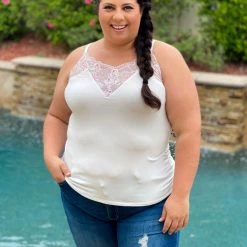 Boutique Simplified Delicate Floral Lace Trim Tank Tops 9 Boutique Simplified Delicate Floral Lace Trim Tank Tops