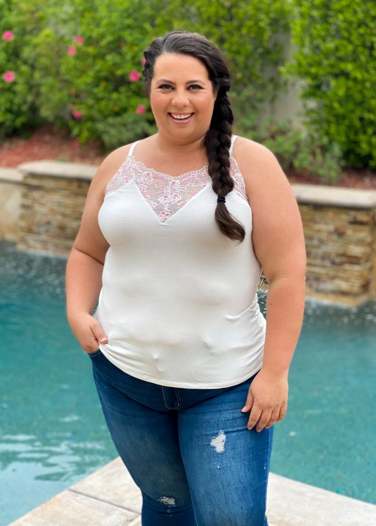 Boutique Simplified Delicate Floral Lace Trim Tank Tops 5 Boutique Simplified Delicate Floral Lace Trim Tank Tops