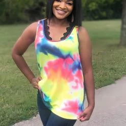 Boutique Simplified 80's Remix Tie Dye Tank