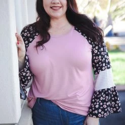 Boutique Simplified Tops Cherished Jacquard Bell Sleeve