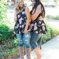Boutique Simplified Tops Tiered Vintage Floral Babydoll