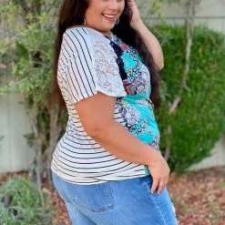 Boutique Simplified All Mixed Up Lace Tunic Top Tops