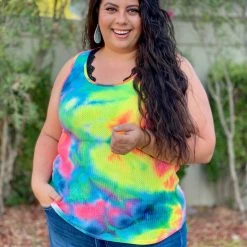 Boutique Simplified 80's Remix Tie Dye Tank