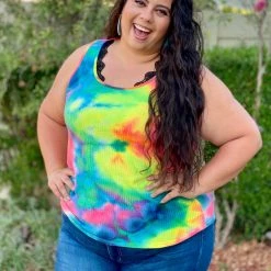Boutique Simplified 80's Remix Tie Dye Tank